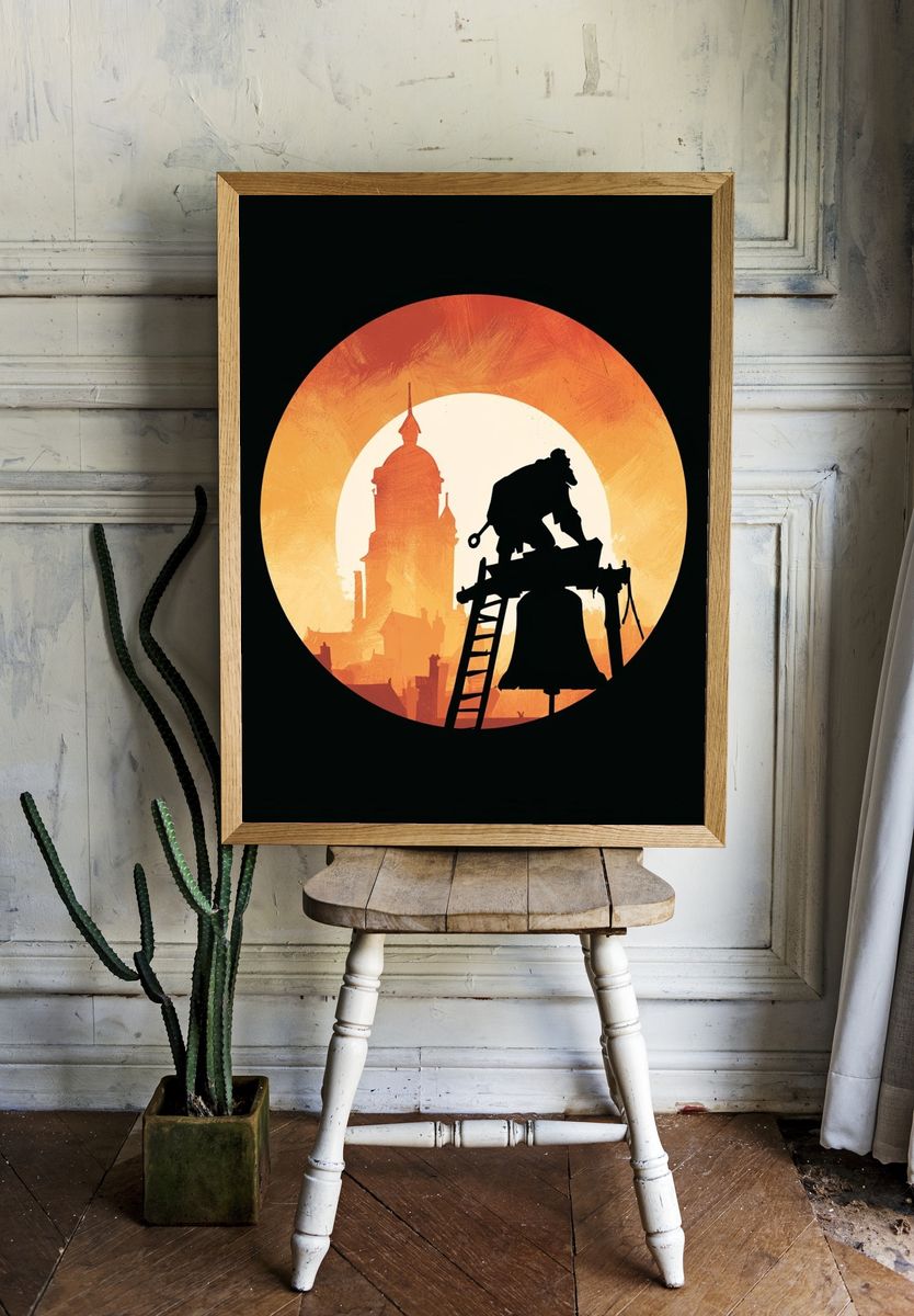 Industrial Silhouette Sunset Poster. room preview