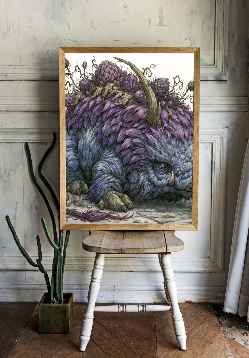 Fantasy Boar Illustration Poster. room preview