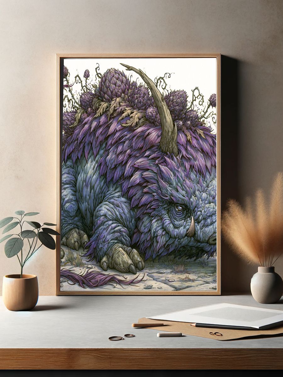 Fantasy Boar Illustration Poster. — room view 2
