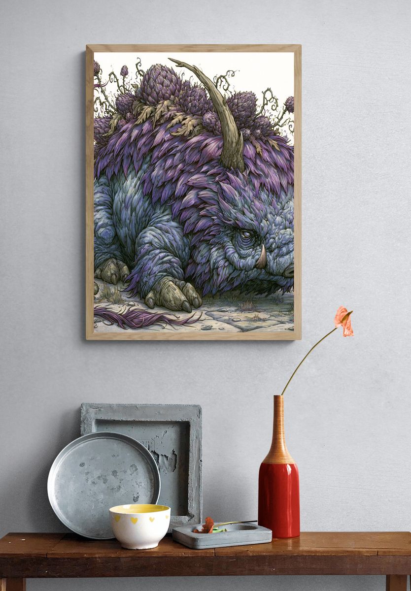 Fantasy Boar Illustration Poster. — room view 3