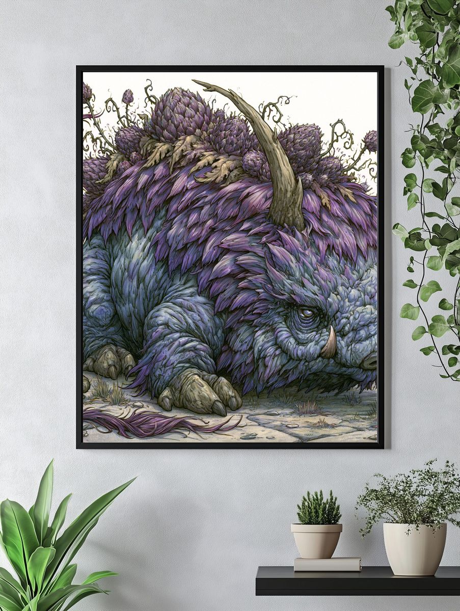 Fantasy Boar Illustration Poster. — room view 4