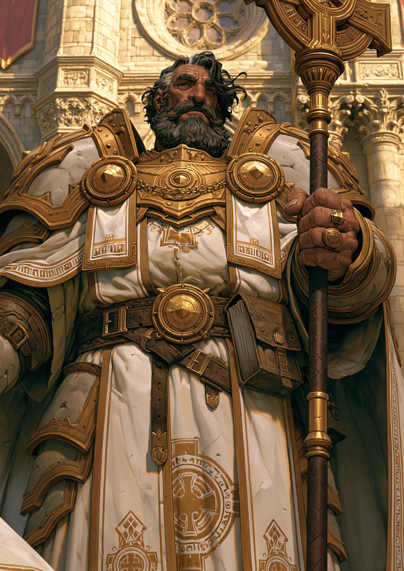 Golden Paladin Portrait Print. poster — illustration art