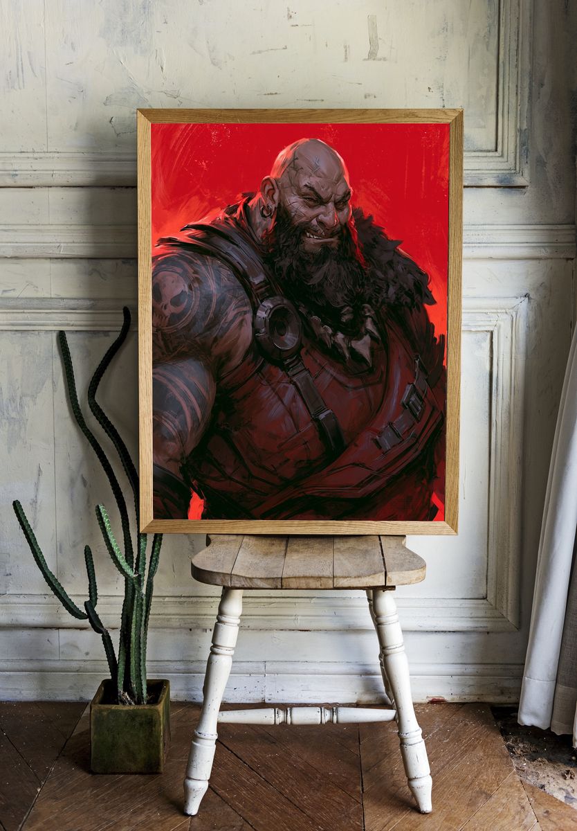 Warrior Portrait — Digital Art Print. room preview