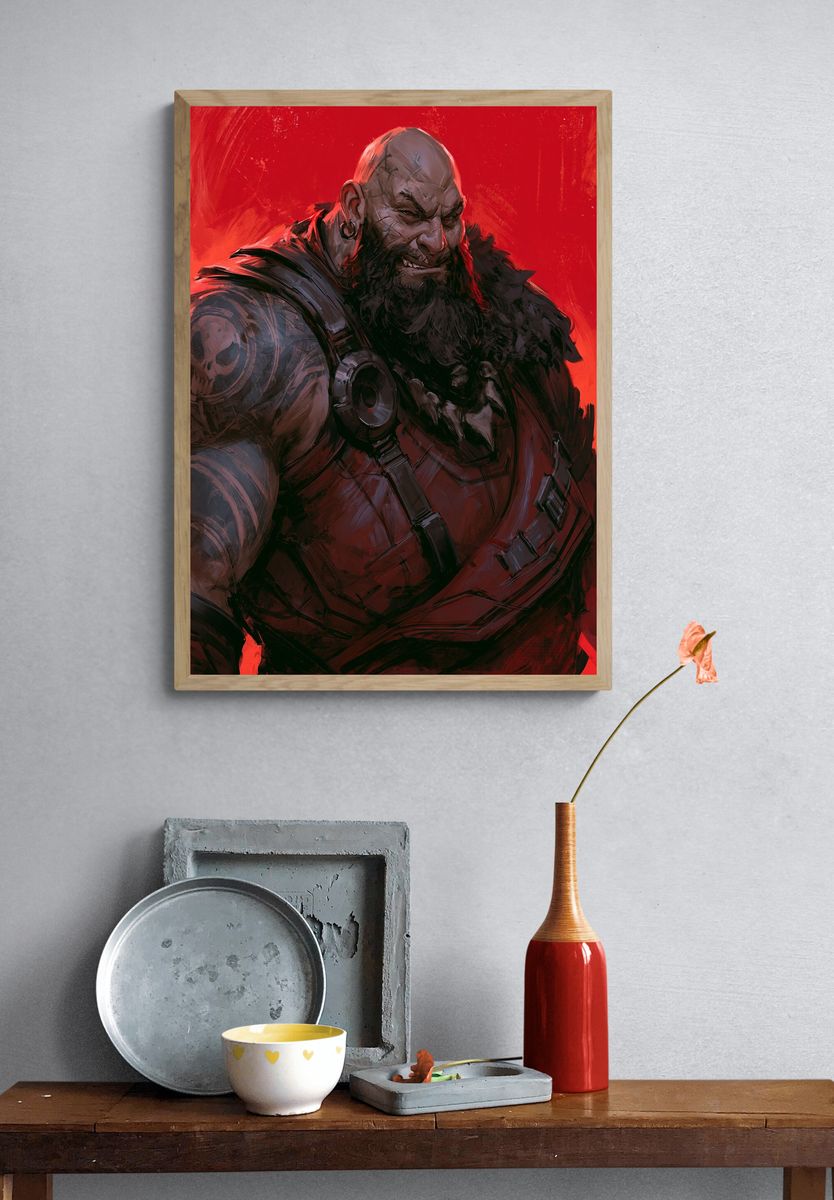 Warrior Portrait — Digital Art Print. — room view 3