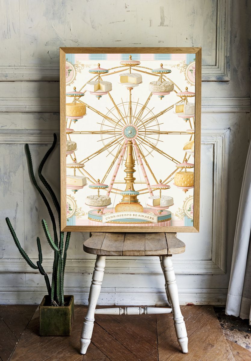 Cheese Ferris Wheel Illustration Poster. — room view 1