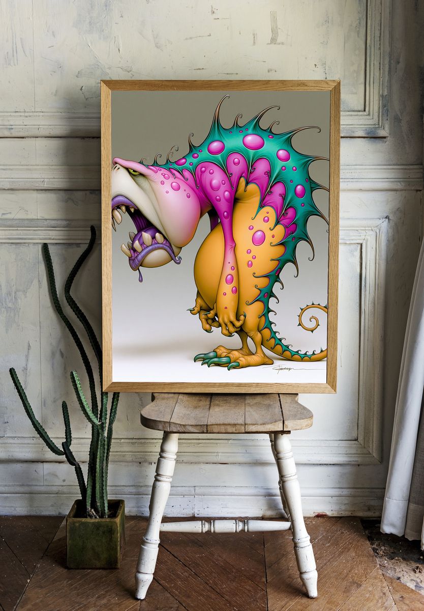 Surreal Monster Creature Illustration Poster. room preview