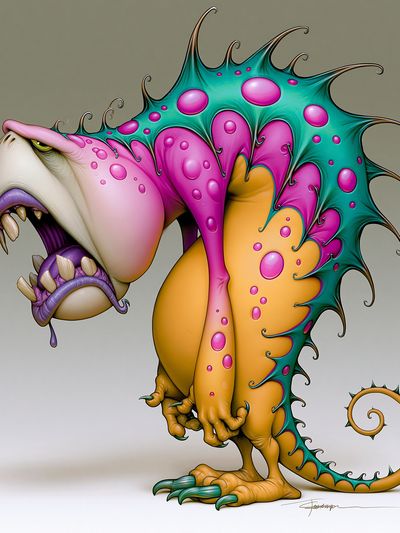 Surreal Monster Creature Illustration Poster. poster