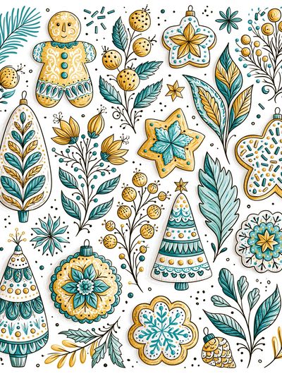 Festive Ornaments Illustration Poster. poster