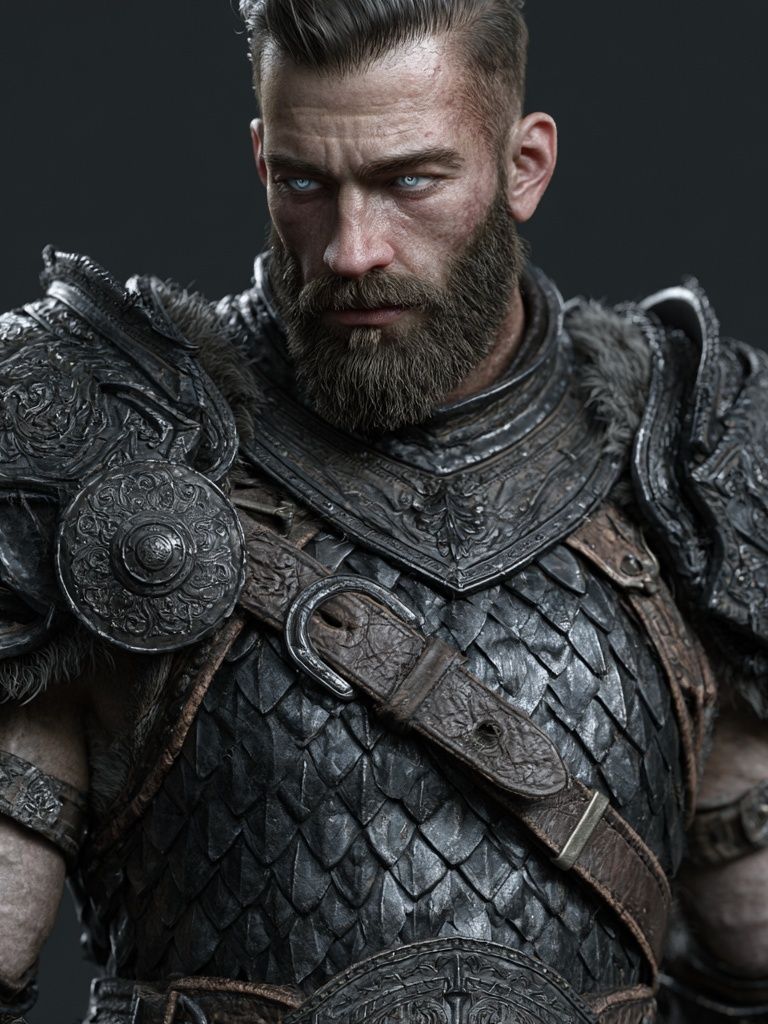 Armored Warrior Portrait Print. poster detail