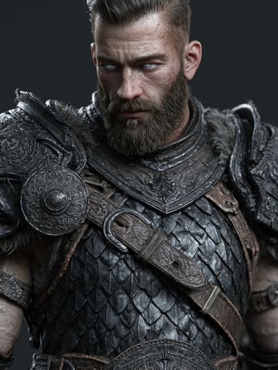 Armored Warrior Portrait Print. poster