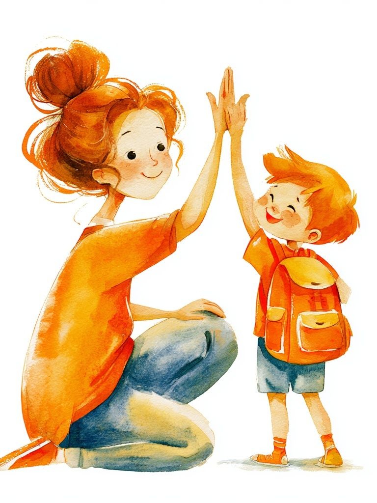Mother and Child Watercolor Print. poster detail