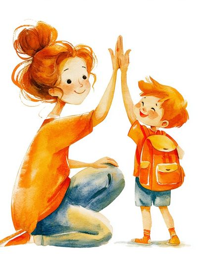 Mother and Child Watercolor Print.