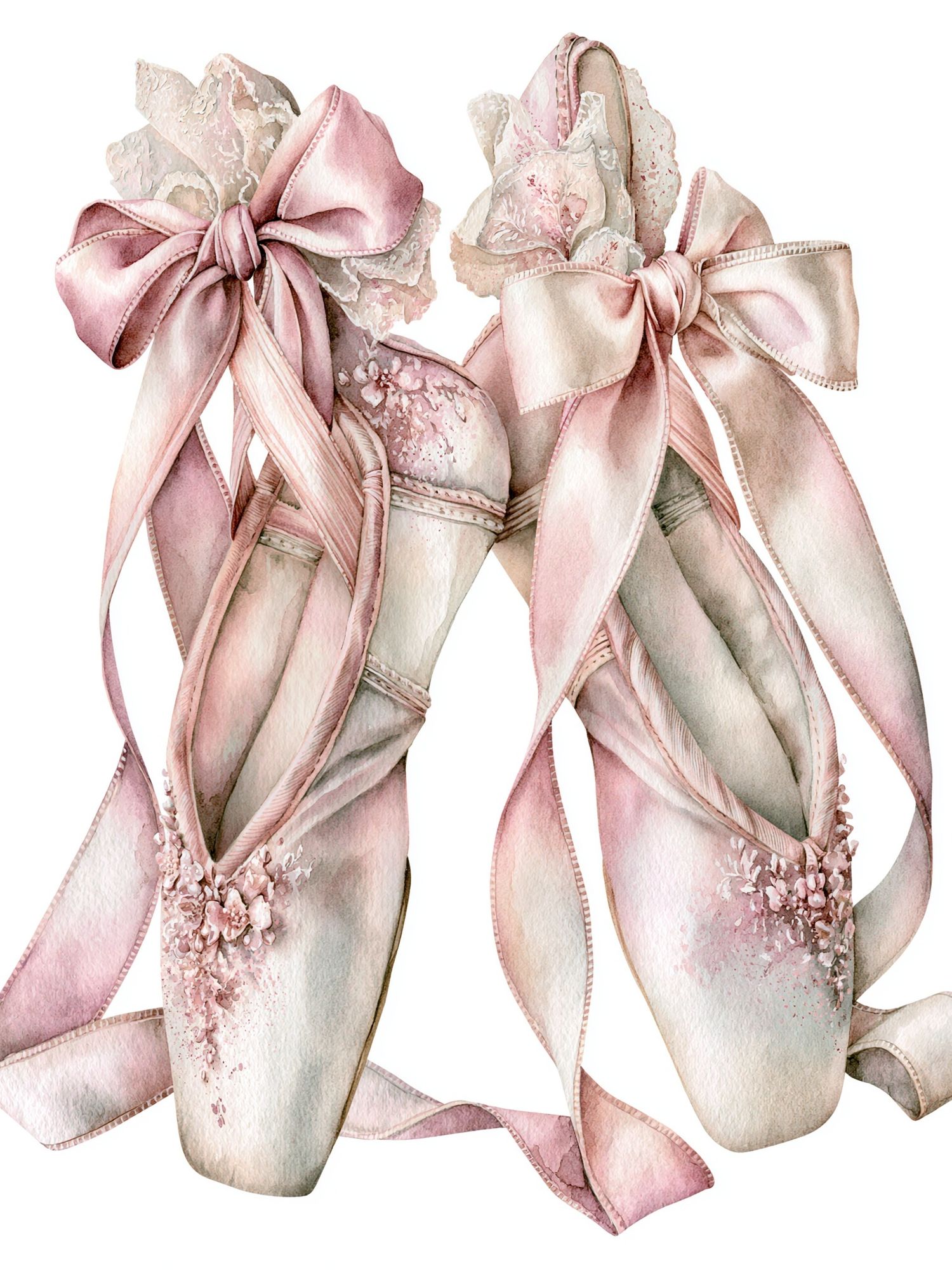 Pink Ballet Pointe Shoes Illustration Print. poster detail
