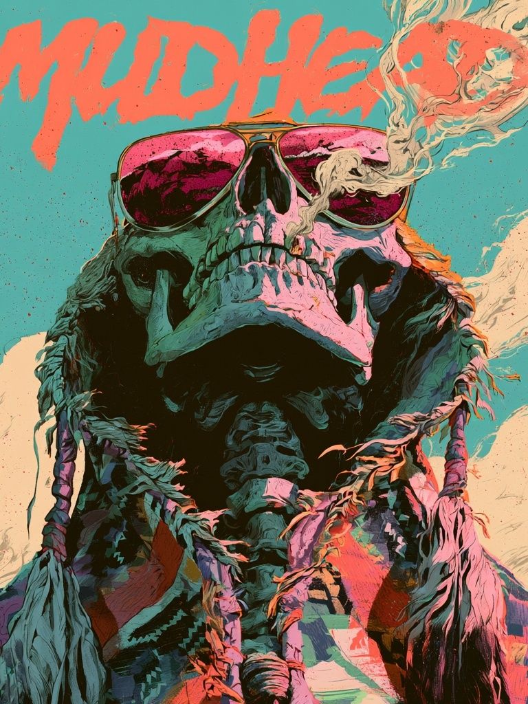 Muddler Skull Illustration Poster. poster — illustration art