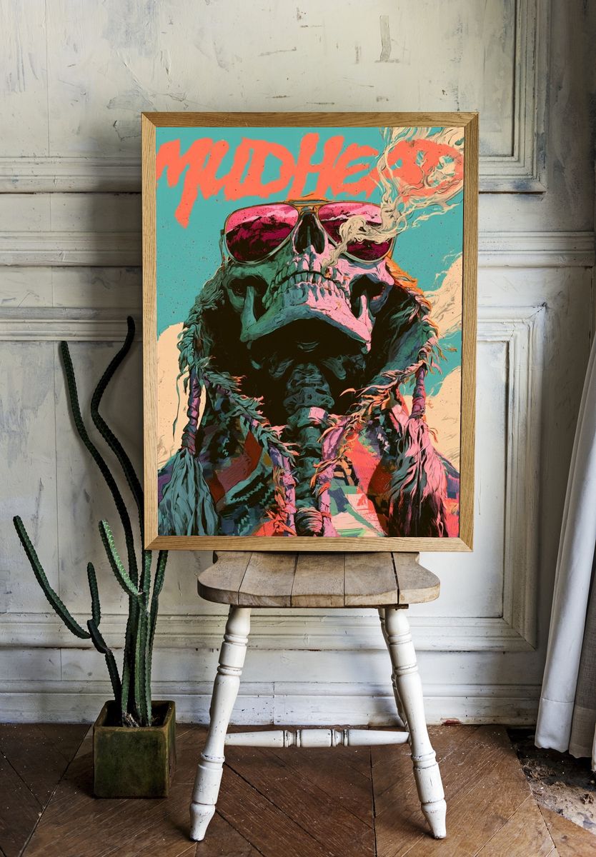 Muddler Skull Illustration Poster. — room view 1