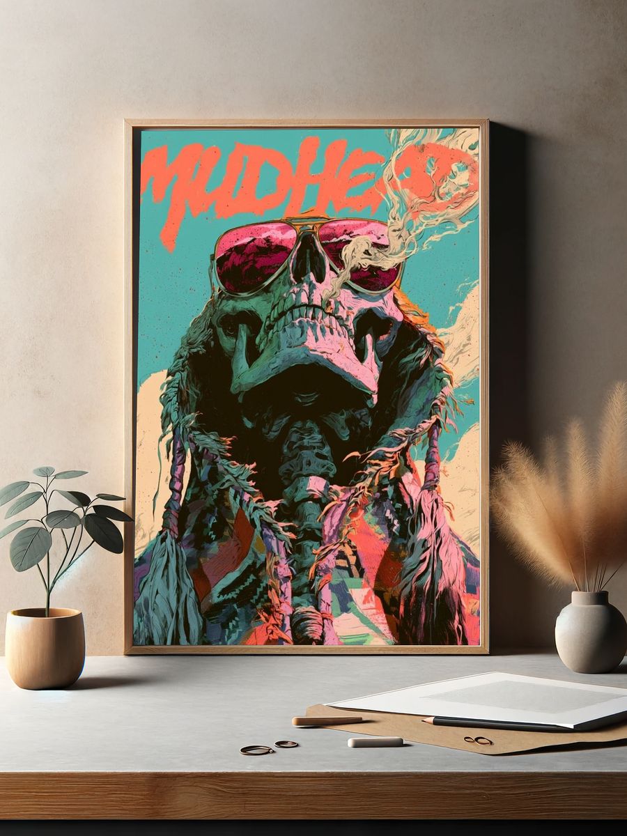 Muddler Skull Illustration Poster. — room view 2