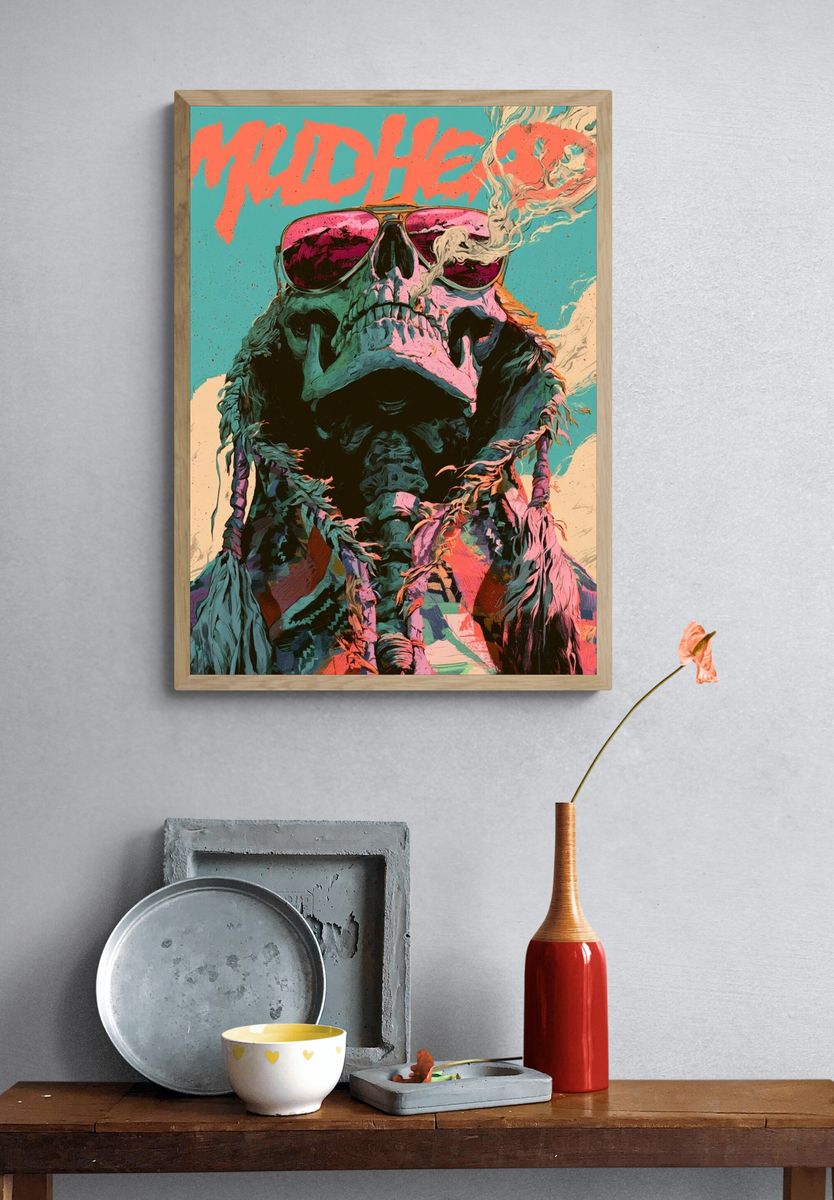Muddler Skull Illustration Poster. — room view 3