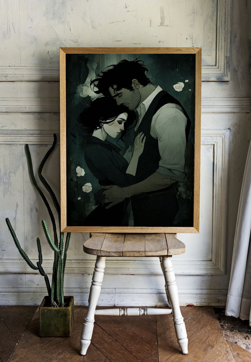 Intimate Embrace Illustration Poster room preview