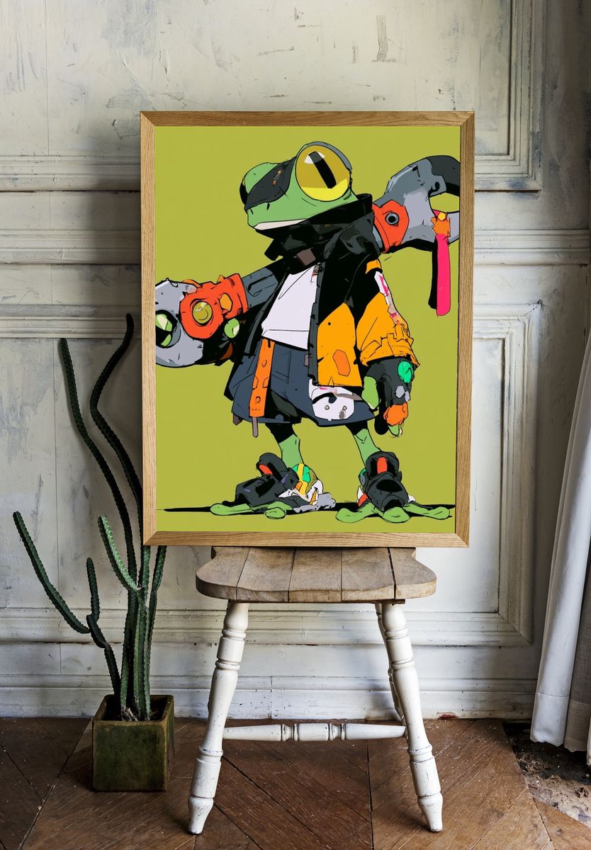 Frog Skater Digital Art Poster. — room view 1
