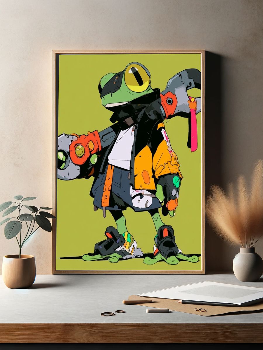Frog Skater Digital Art Poster. — room view 2