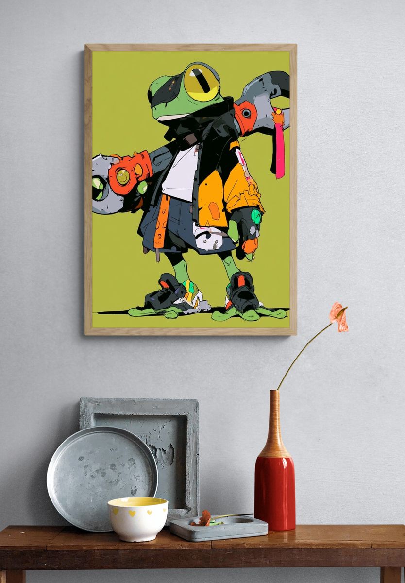 Frog Skater Digital Art Poster. — room view 3