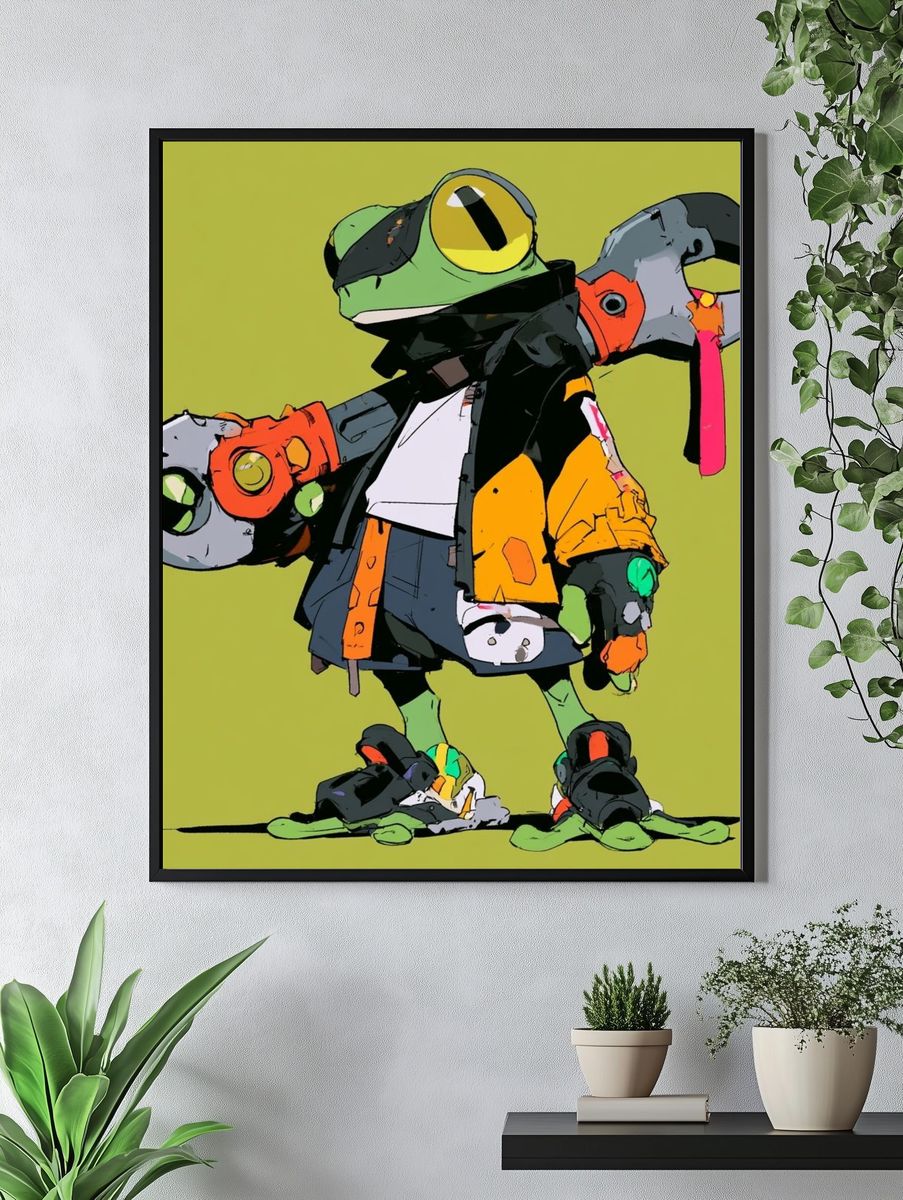Frog Skater Digital Art Poster. — room view 4