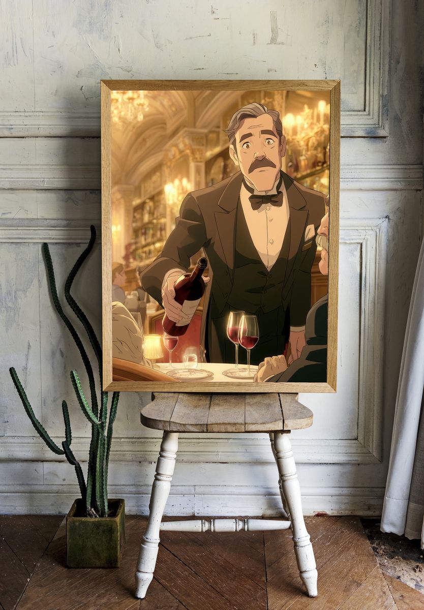 Elegant Wine Service Illustration Poster. room preview