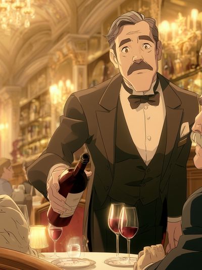 Elegant Wine Service Illustration Poster.