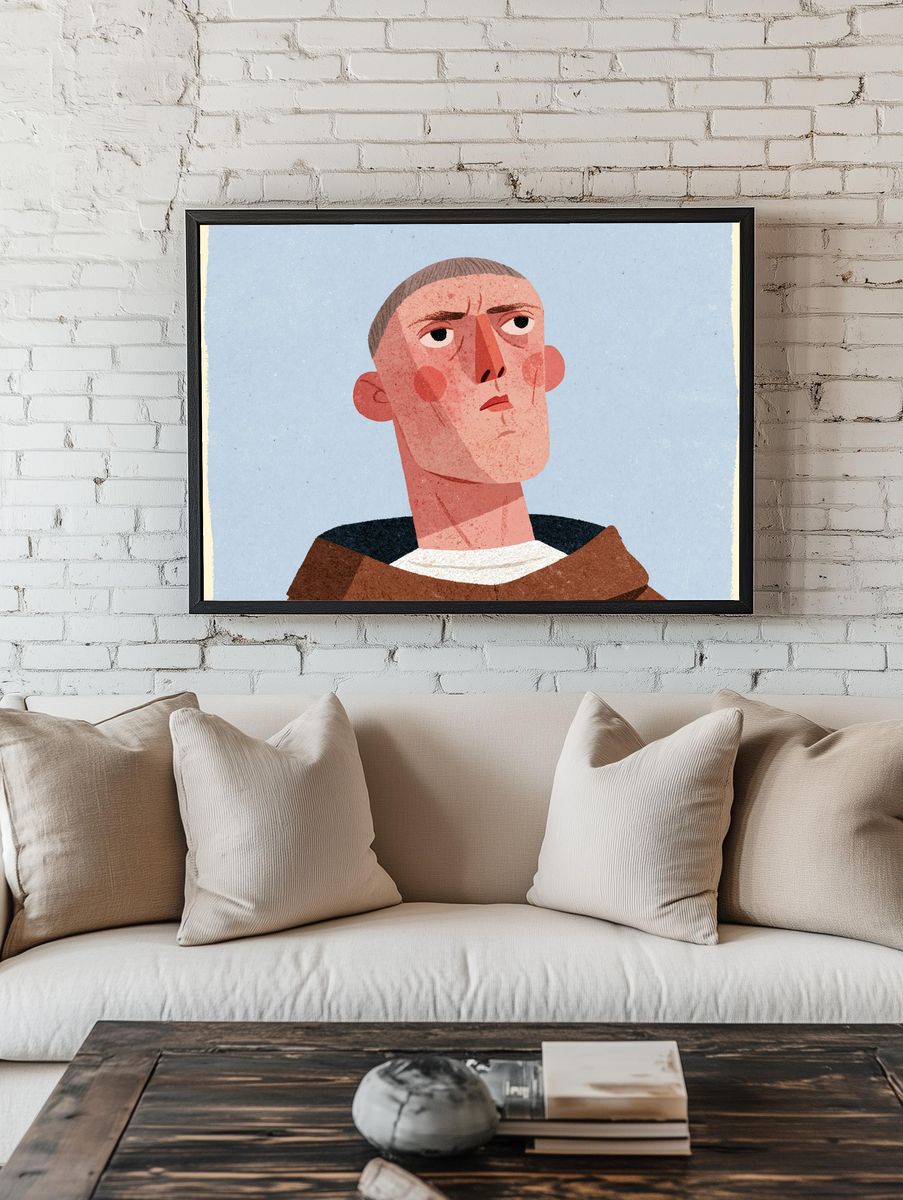 Thoughtful Portrait Illustration Poster. — room view 1