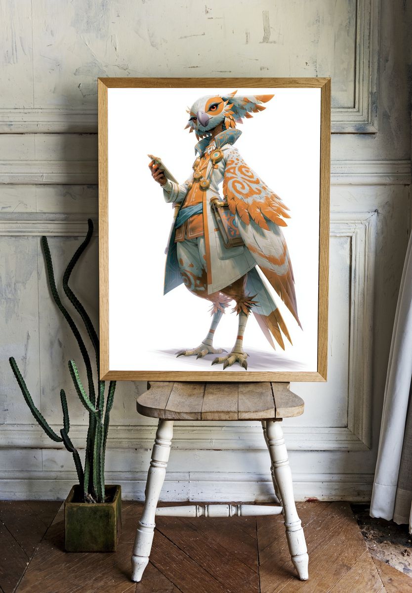 Owl Character Digital Art Poster. — room view 1