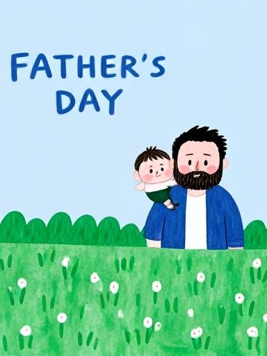 Father's Day Family Illustration Poster. poster detail
