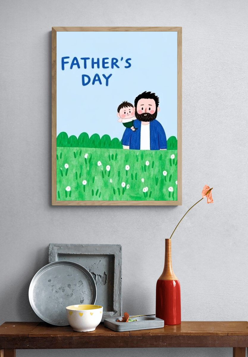 Father's Day Family Illustration Poster. — room view 3