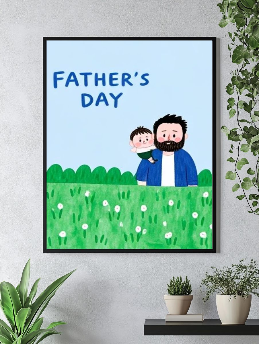 Father's Day Family Illustration Poster. — room view 4