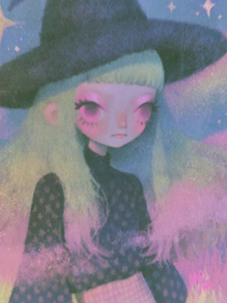 Pastel Witch Girl Illustration Poster. poster detail