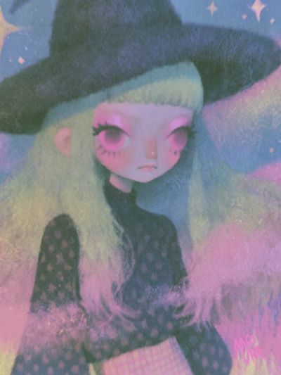 Pastel Witch Girl Illustration Poster. poster