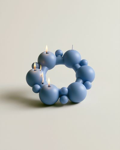 Blue Sculptural Candle Ring Print. poster