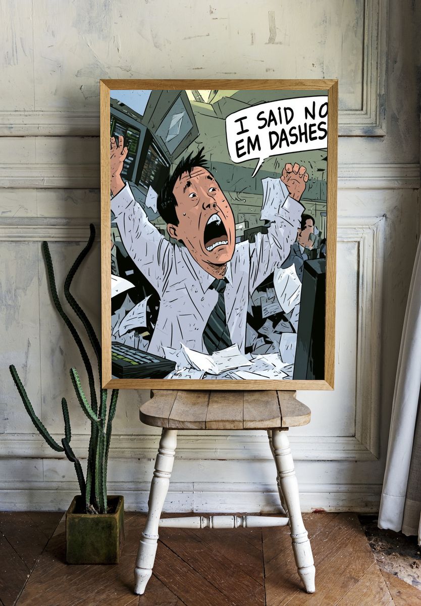 Office Panic Comic Illustration Poster. — room view 1