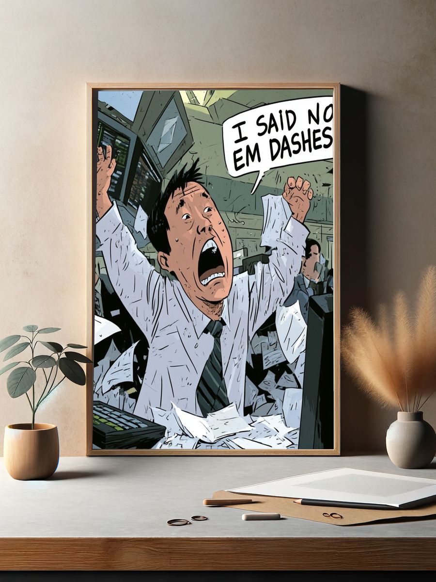 Office Panic Comic Illustration Poster. — room view 2
