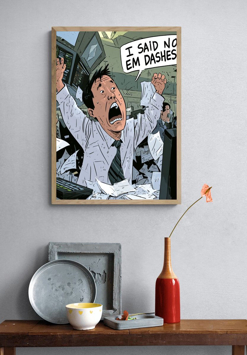 Office Panic Comic Illustration Poster. — room view 3