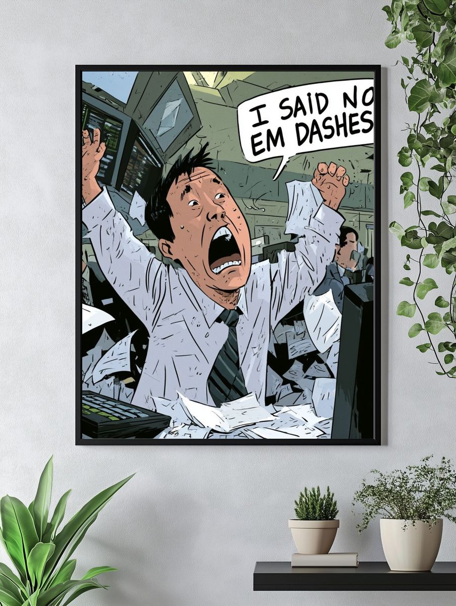 Office Panic Comic Illustration Poster. — room view 4