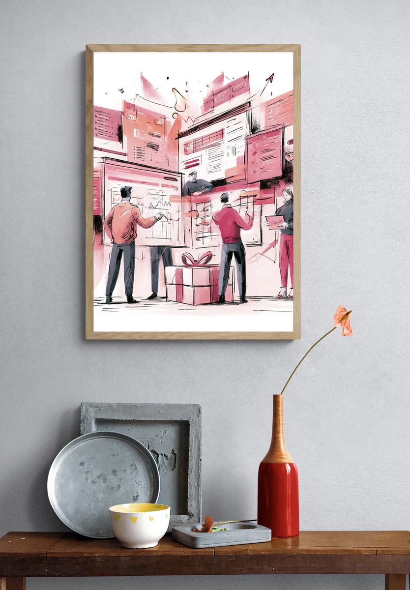Creative Team Workshop Illustration Poster. — room view 3