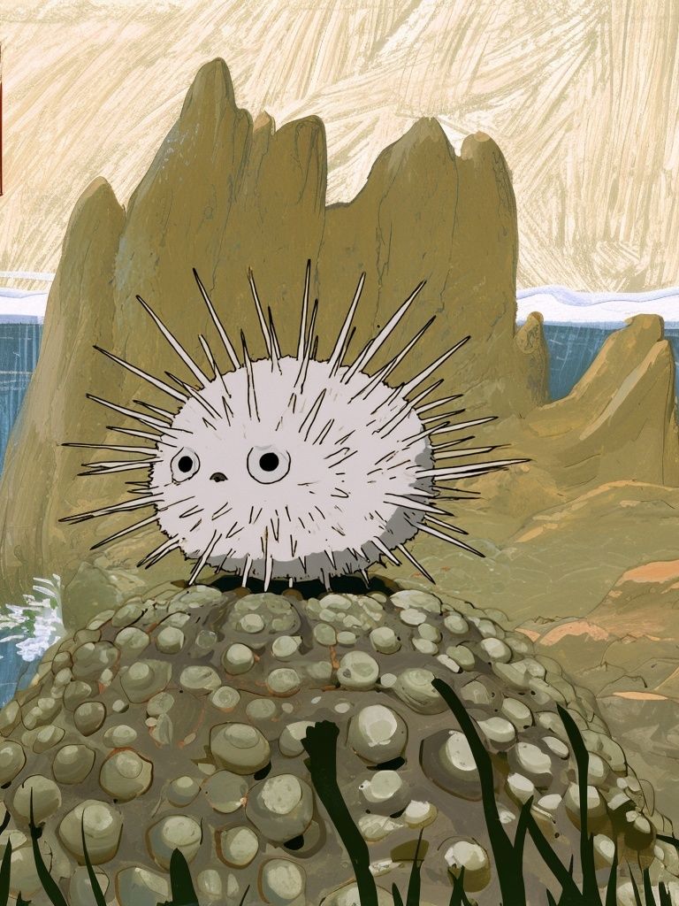 Spiky Sea Creature Illustration Print. poster — illustration art