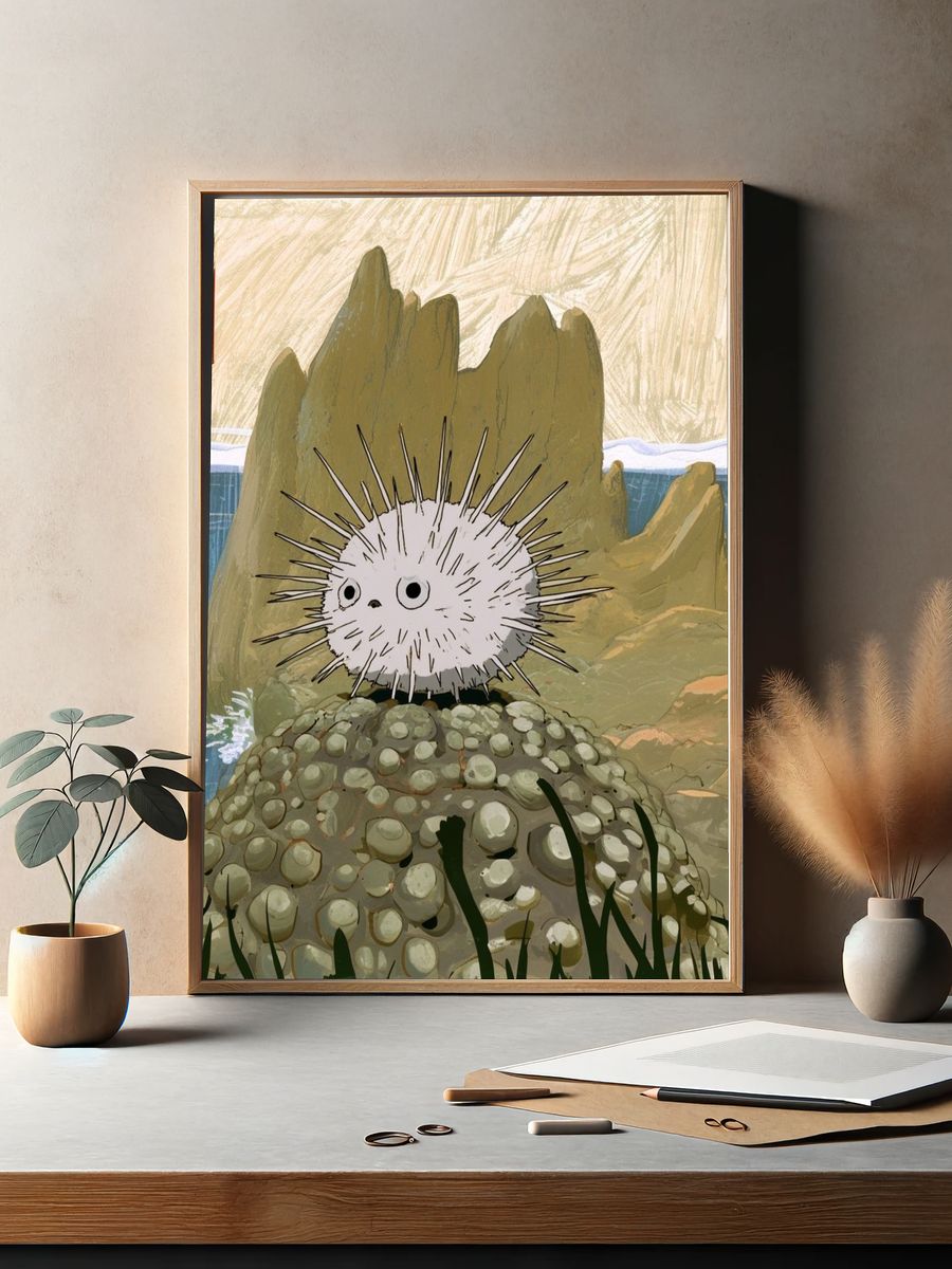Spiky Sea Creature Illustration Print. — room view 2