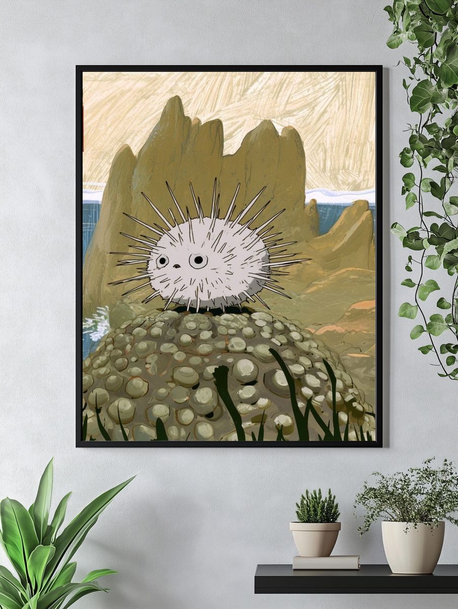 Spiky Sea Creature Illustration Print. — room view 4