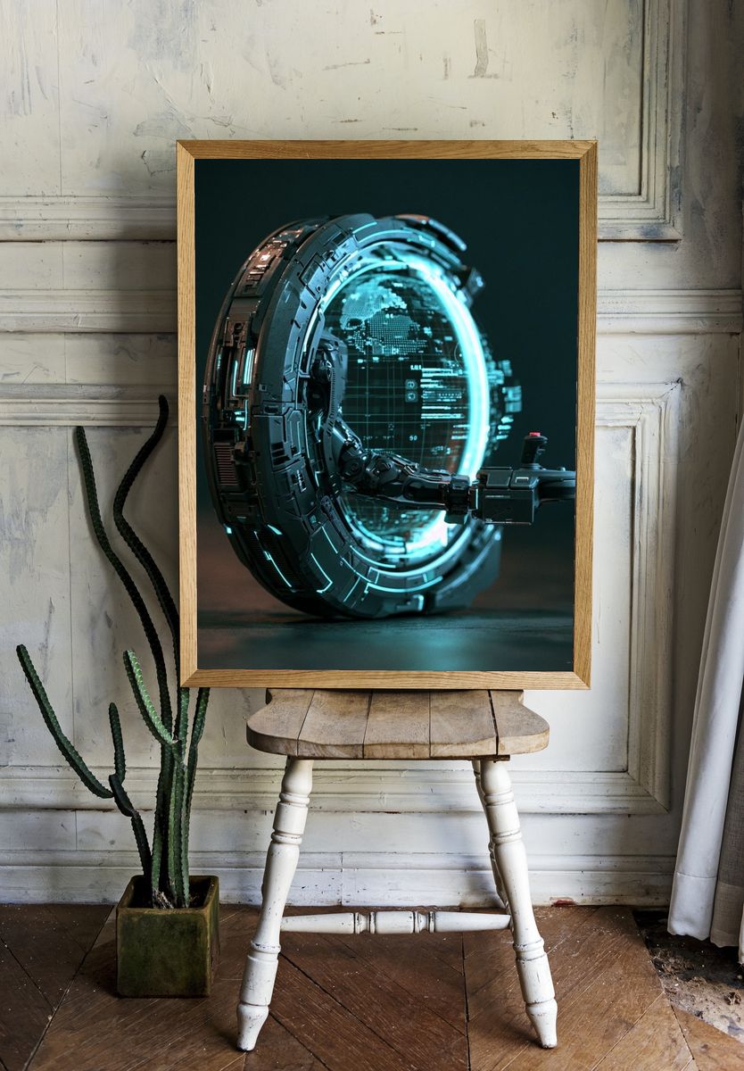 Cybernetic Portal Illustration Poster. — room view 1