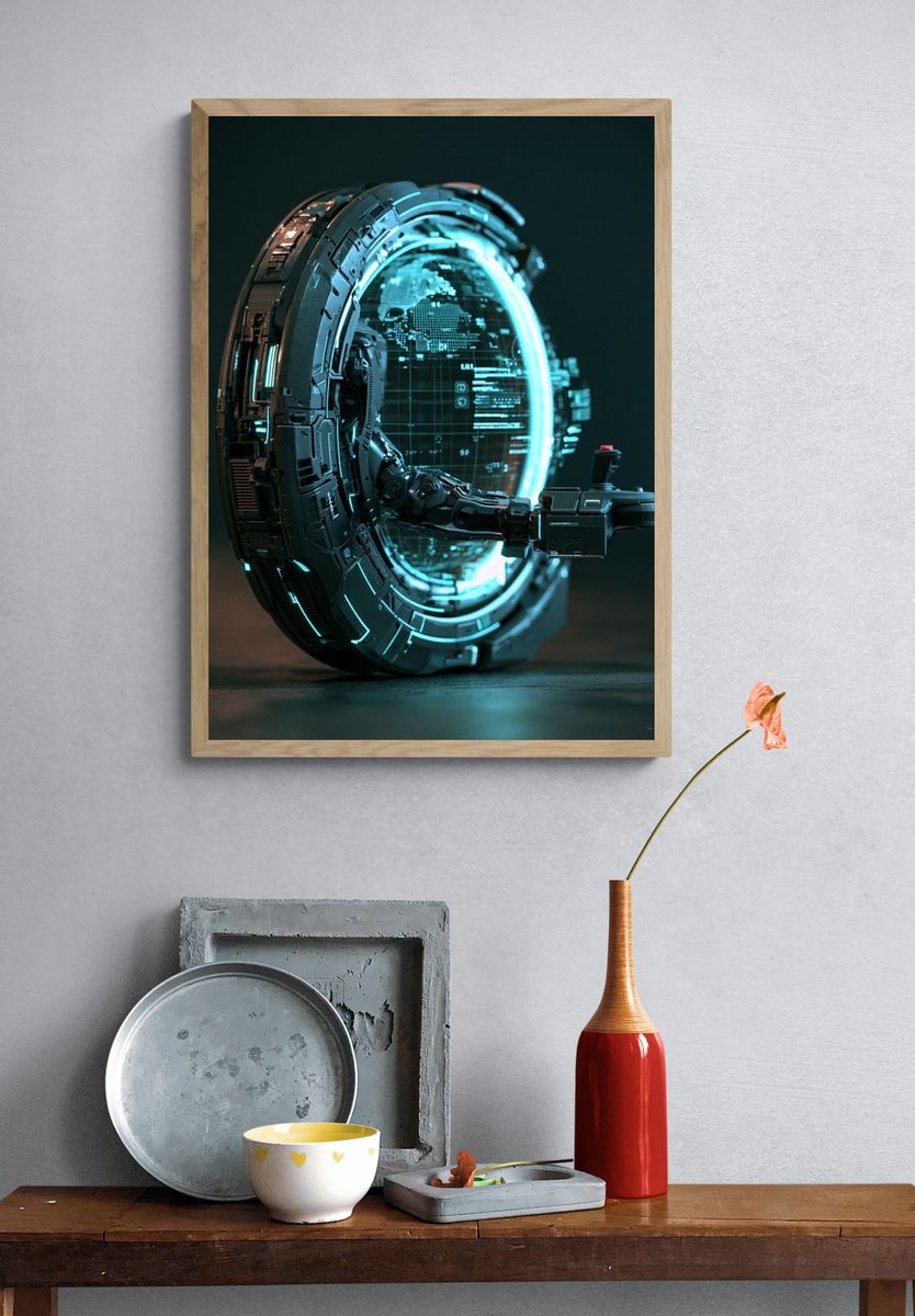 Cybernetic Portal Illustration Poster. — room view 3