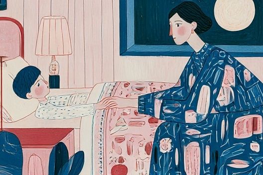 Moonlit Mother and Child Illustration Poster. poster detail