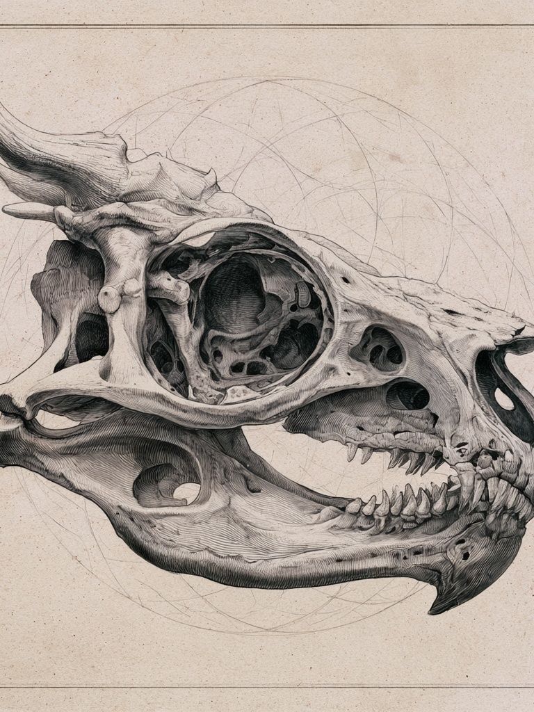 Triceratops Skull Illustration Poster. poster detail