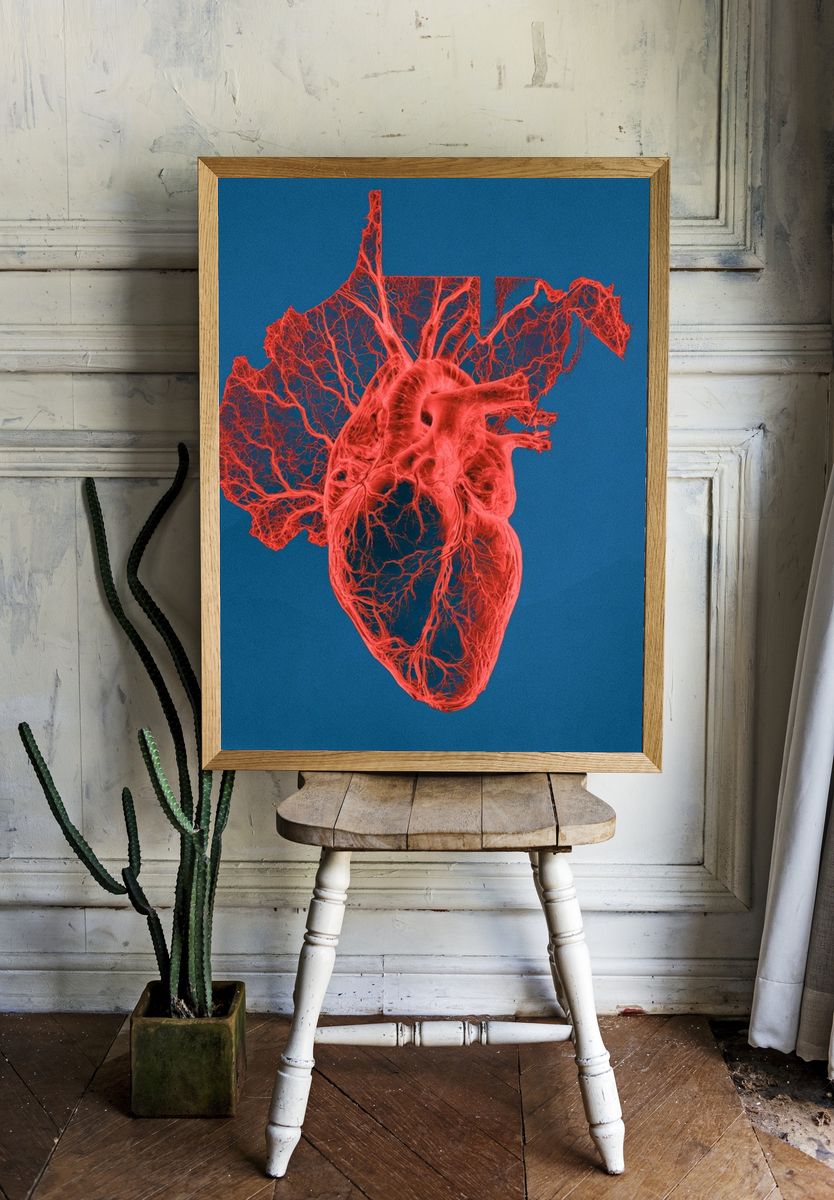 Anatomical Heart Digital Art Print. — room view 1