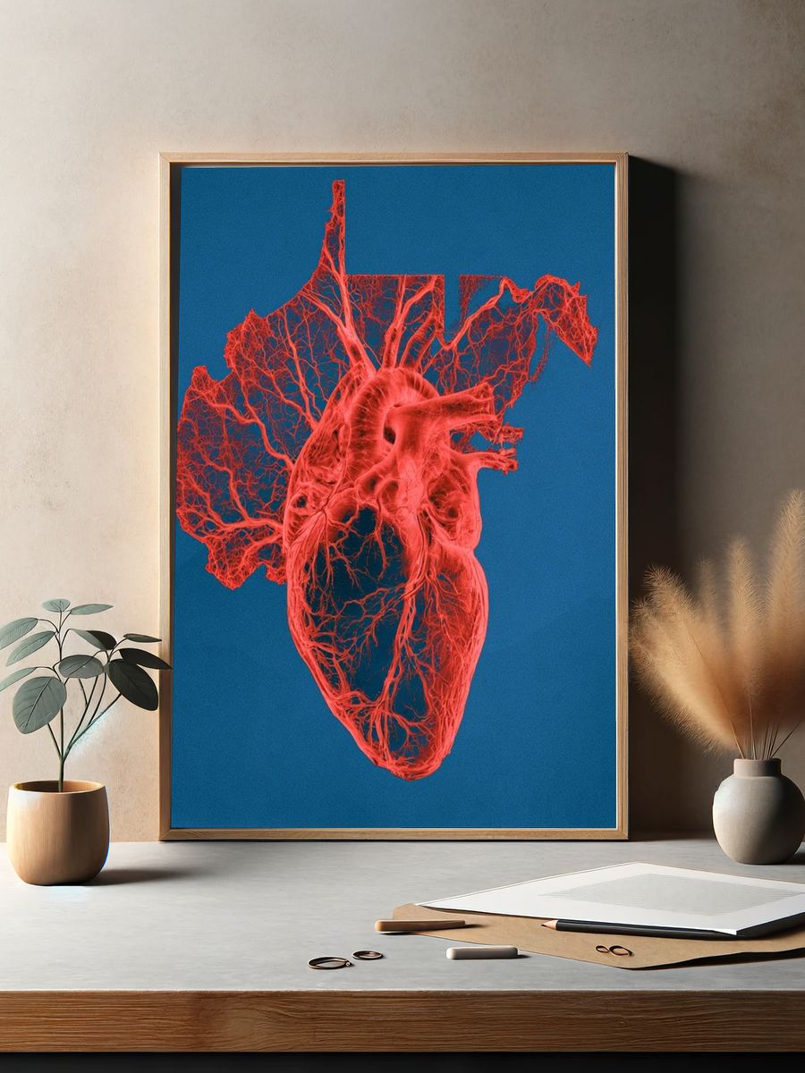 Anatomical Heart Digital Art Print. — room view 2